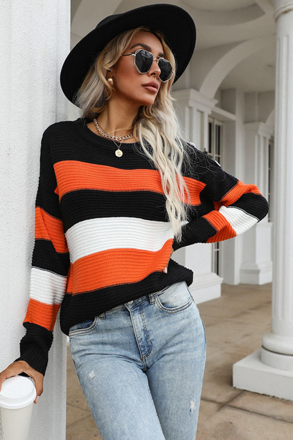 Striped Drop Shoulder Sweater