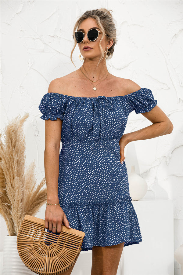 Frill Trim Off Shoulder Dress