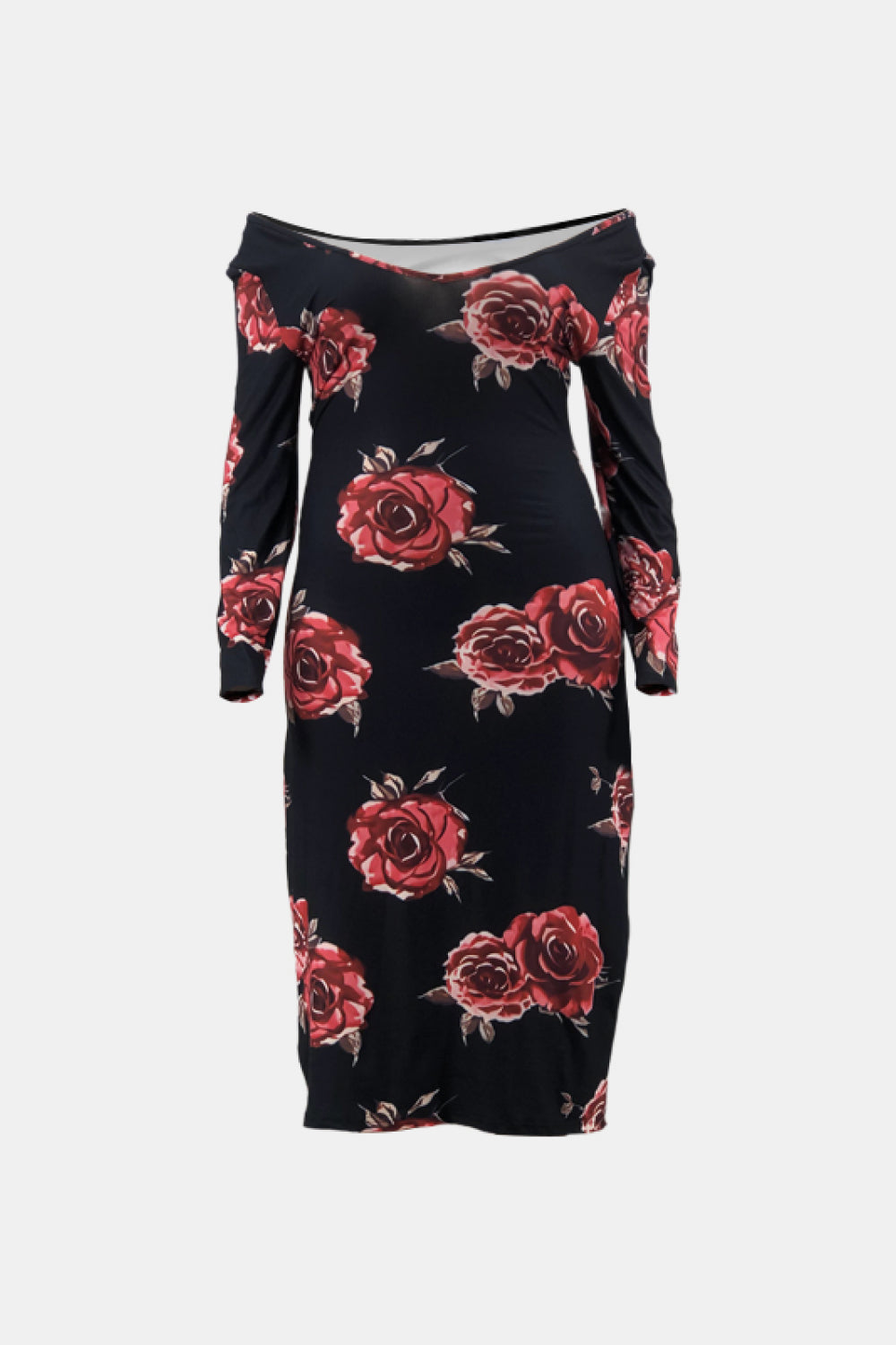 Full Size Floral Off-Shoulder Midi Dress