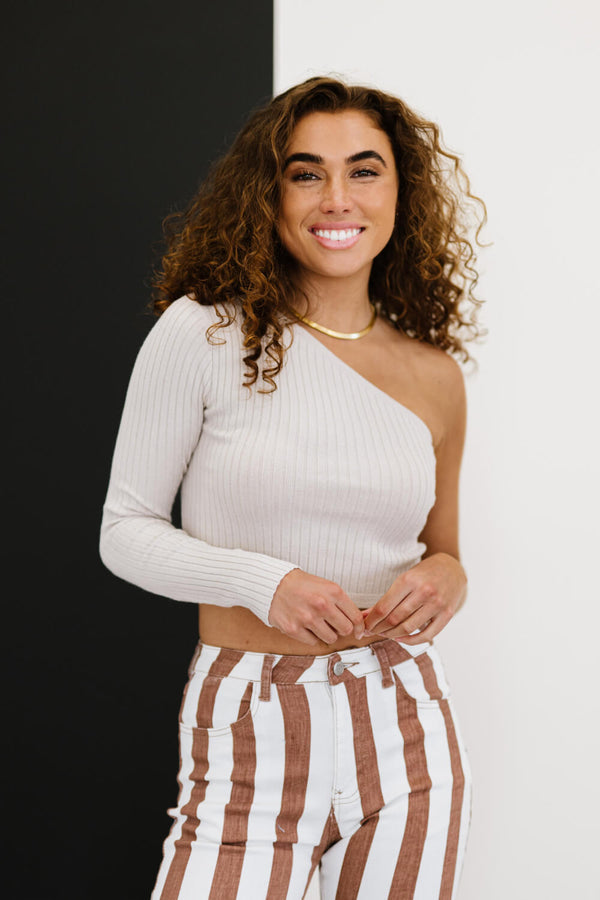 HYFVE Uniquely You One-Shoulder Cropped Sweater