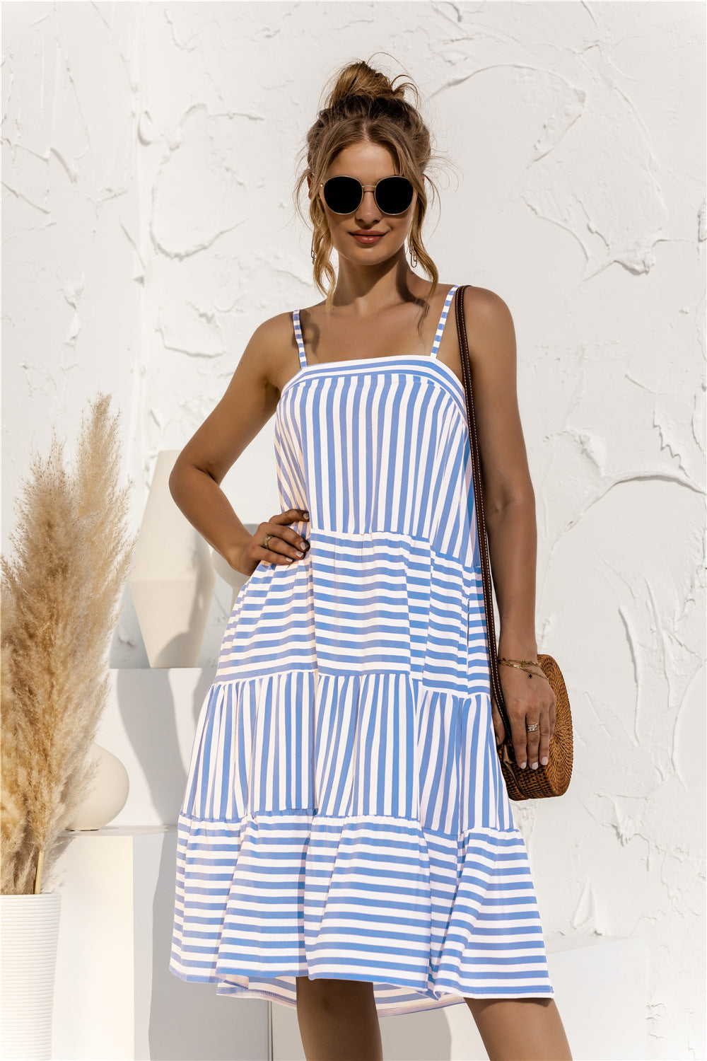 Striped Tiered Sleeveless Dress