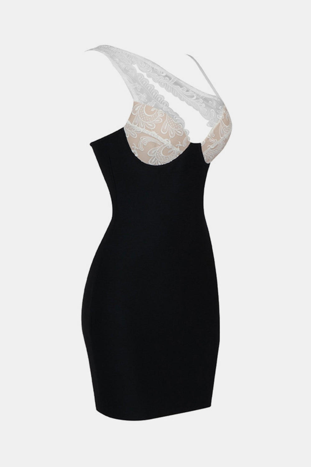 Two-Tone Spliced Lace Sleeveless Knit Dress