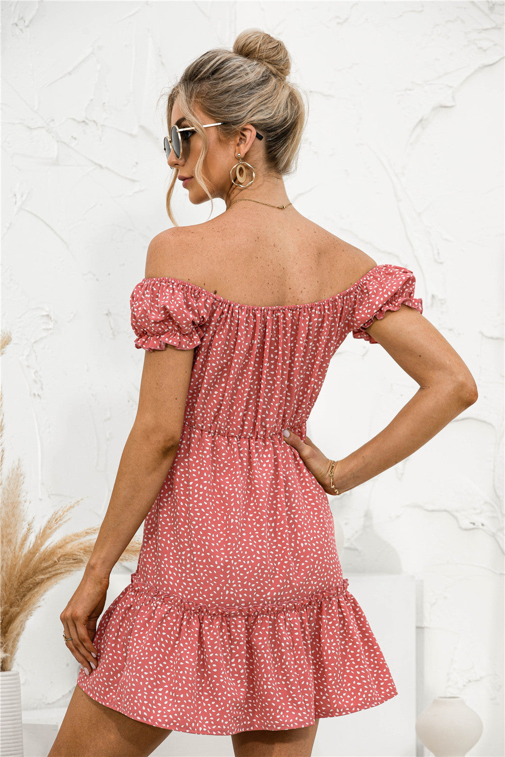 Frill Trim Off Shoulder Dress