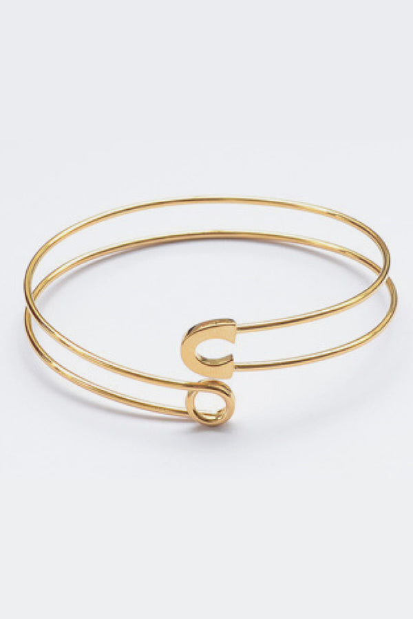 Safety Pin Open Bangle Gold/Silver