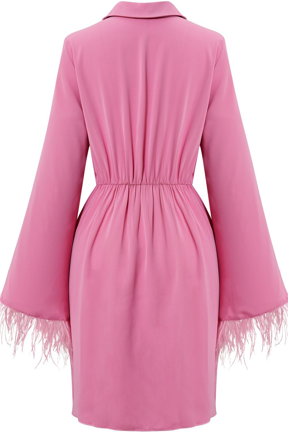 Feather Detail Tulip Hem Johnny Collar Dress